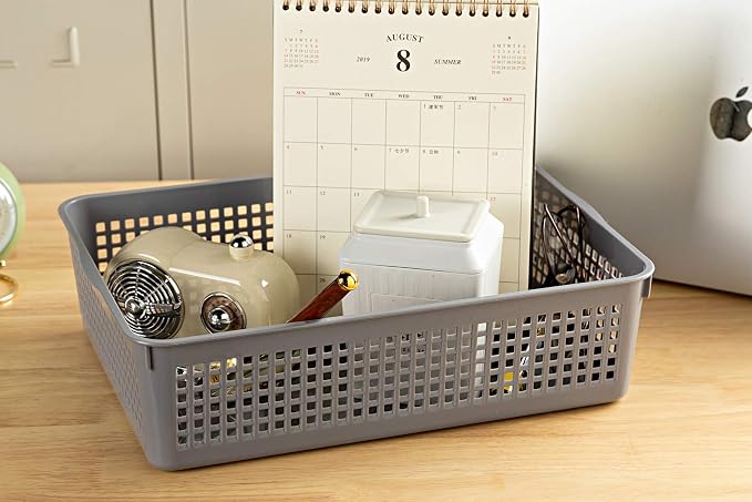 Aebeky A4 Size Plastic Paper Storage Trays,Desktop File Organizer Baskets,6-Packs (Grey)