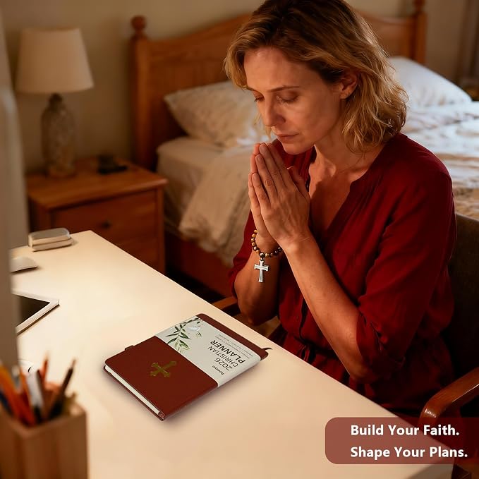 2026 Christian Life Organizer in Brown – 12-Month Bible Study Journal and Prayer Planner, Faith & Productivity Weekly Organizer, Christian Gifts for Men & Women
