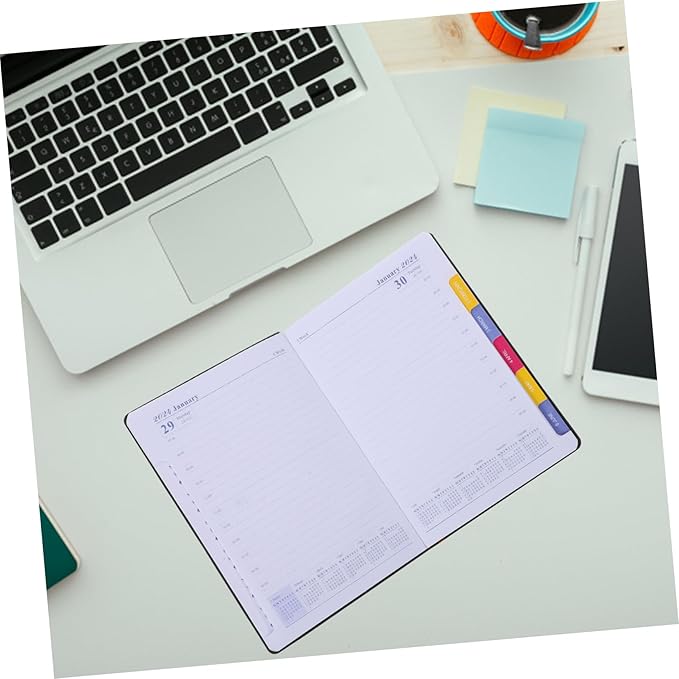 Lurrose 2024 English Calendar Notebook 365-Day Portable Planner Dividers for Daily Scheduling Office Use and Academic Planning