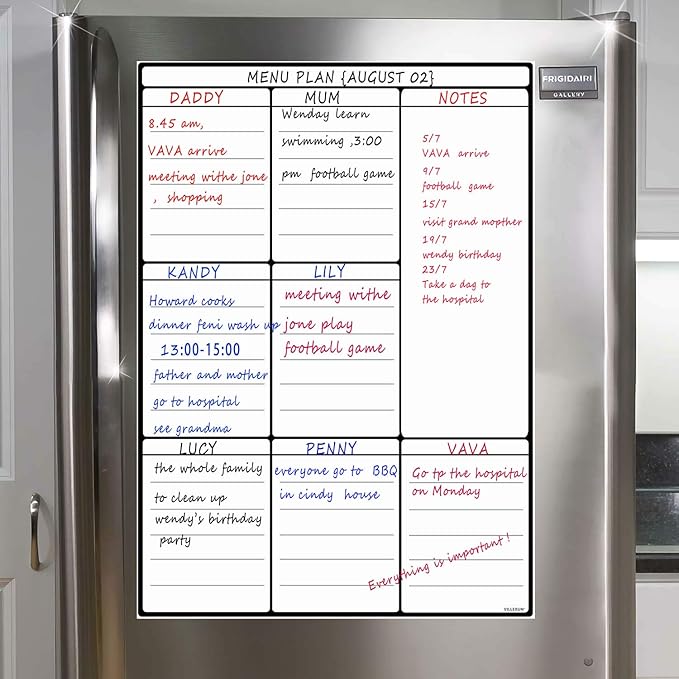 A3 Dry Erase Weekly Planner Board - 16" x 12" Magnetic Whiteboard for Daily, Weekly, and Monthly Scheduling, Chore Chart, Fitness, Meal Prep, and More for Pets, Kids, and Adults