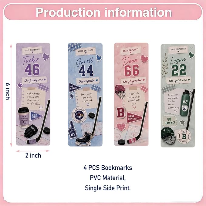 4Pcs Off Campus Inspired Bookmarks, Off Campus Merch Stuff Featuring Tucker, Garett, Dean & Logan - Ideal Off Campus‌ Gifts Accessories Merchandise for Fans Women Men Birthday Book Lovers