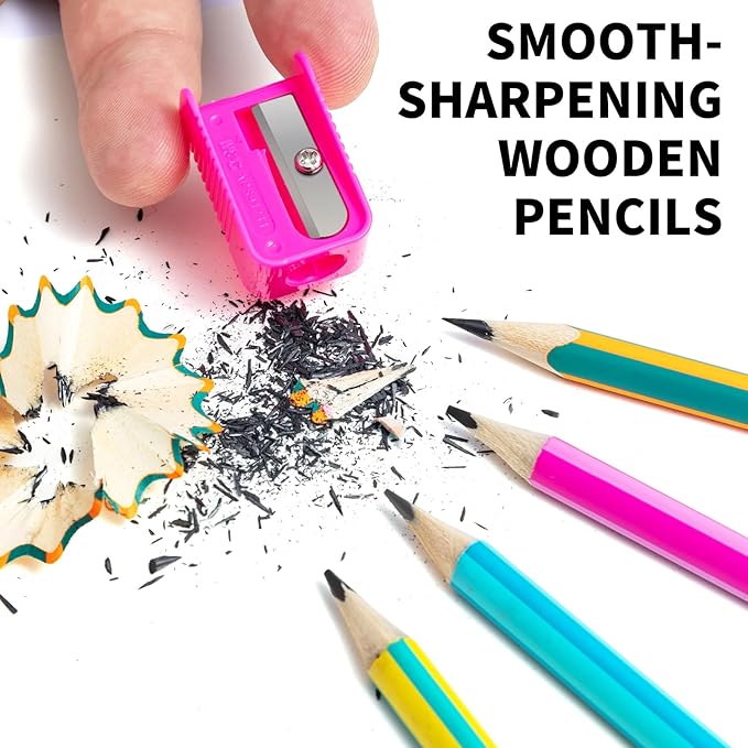 M&G Aurora Series 24 Pack HB Triangular Wood-Cased Pencils, Unsharpened with Erasers, Smooth Writing Break-Resistant Core, 6 Two-Tone Striped Colors for School Office Classroom Supplies