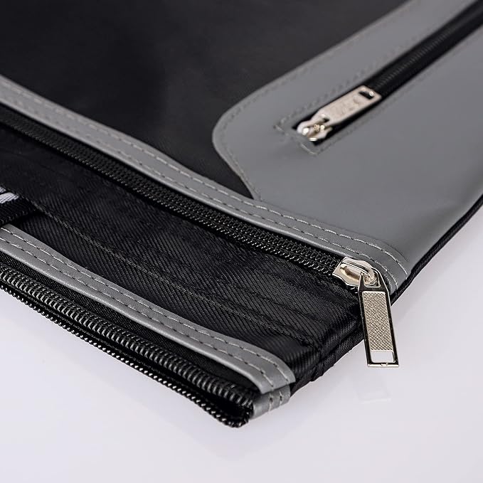 Portable Business Briefcase Zipper Bag Waterproof Durable A4 File Folder Bag Lightweight Carrying Case Handbag File Storage Organizer Holder for Office Meetings Travel