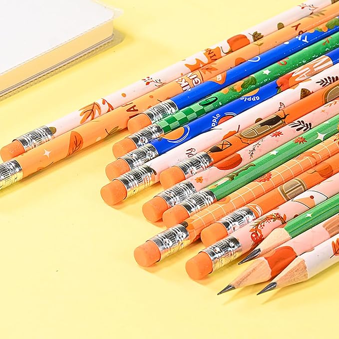 48pcs Thanksgiving Pencils with Eraser Wood Pencils Bulk (Thanksgiving, 48)