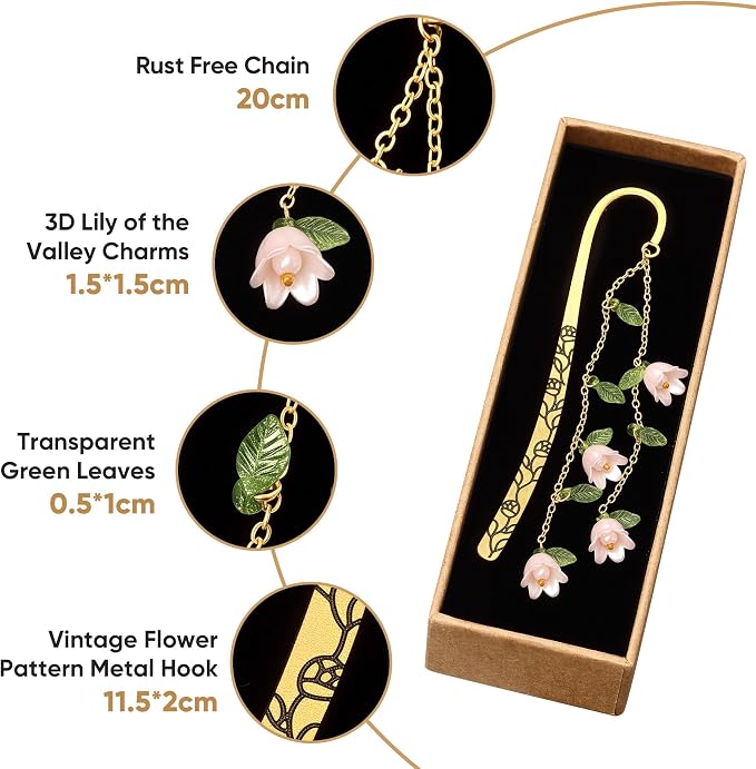 Cute Bookmarks for Women, Pretty Metal Flower Book Marks for Reading, Book Lovers Gifts for Club, Readers, Teacher Appreciation, Birthday, Mothers Day (Pink)