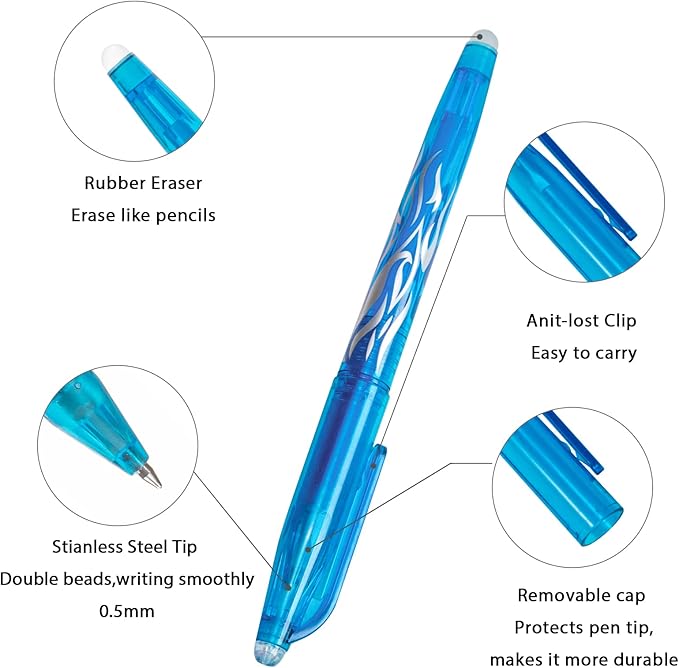RIANCY Erasable Pens Erasable multicolored Gel Ink Rolling Ball Extra Fine point Smooth Writing 0.5mm pens with Eraser For Students Classroom Teacher Office Stationary School Supplies Gifts(8colors)