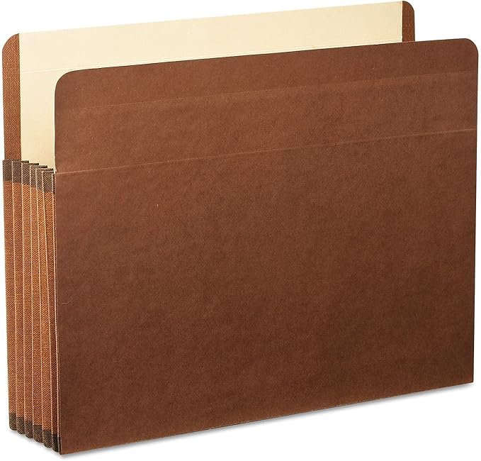 Pendaflex Premium Reinforced File Pockets, Letter Size, Brown, 5.25 inch Expansion, 5 per box (85545)