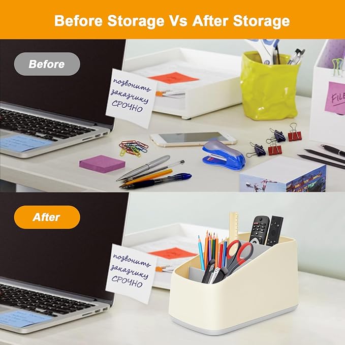 Remote Control Holder with 4 Compartments,TV Remote Caddy/Box/Tray Organizer for Bedside Table/Office Desk,Desktop Storage Organizer for Small Controller,Media Player, Office Supplies