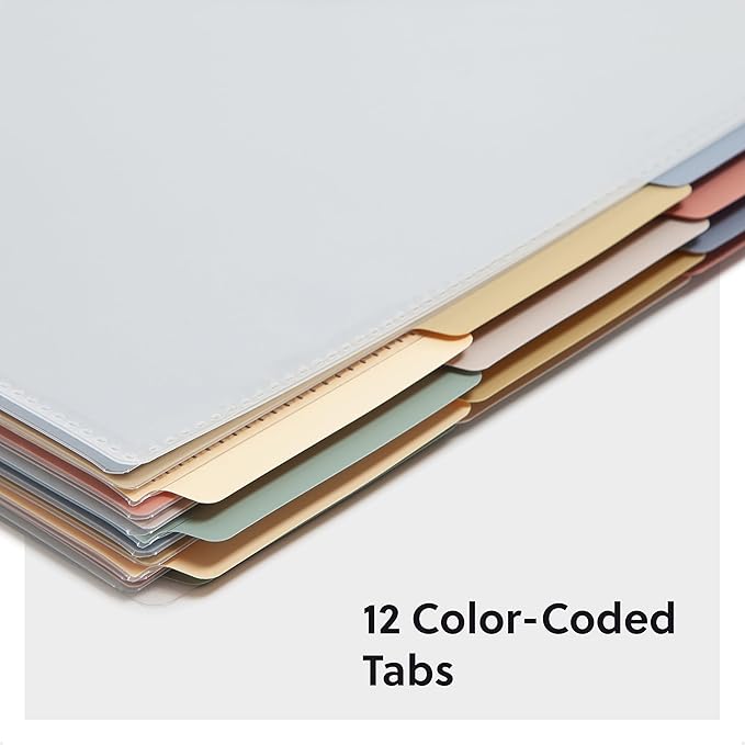 Smead Project Organizer, Office Supplies, 24 Pockets, Clear Cover with Assorted Bright Tabs, Tear Resistant Poly File Organizer, Document Organizer with 1/3-Cut Tabs, Letter Size (89213) (Pack of 10)