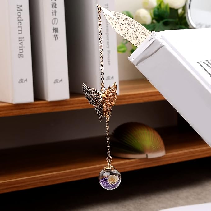 Teacher Appreciation Gifts for Women - Metal Leaf Bookmark with 3D Butterfly Charm – Mother’s Day Gifts for Mom, Thank You Gifts, Book Lover Gift Under 10 Dollars, Gift Box Included