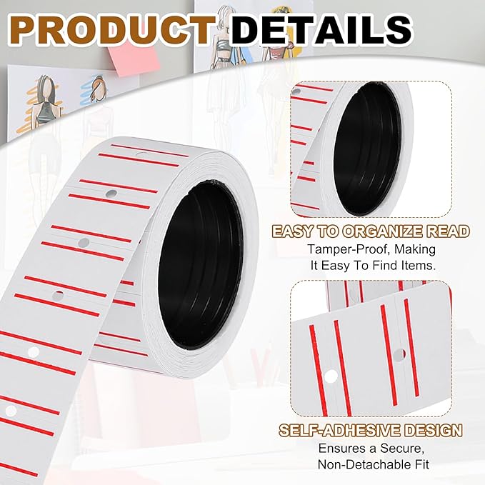 PATIKIL Pricing Labels, 10 Rolls 3000 Price Price Gun Labels Self-Adhesive Rectangular Puzzle Shape Marker Tag Stickers for Date Gun, White-Red