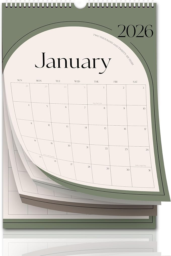 Aesthetic 2026 Wall Calendar - 12 Monthly Calendar from January 2026 to December 2026, 14.5" x 10.5", Modern Vertical Wall Hanging Calendar for Organizing & Planning
