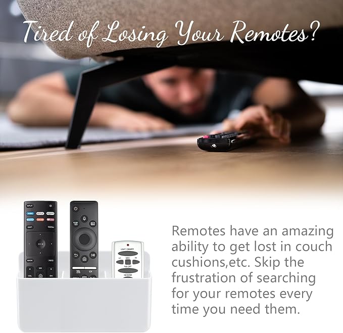 3 Slot Adjustable Remote Holder Wall Mount, Adhesive TV Remote Controller Holder, Wall Pen Holder Storage Accessories for Home Office School (2 Packs & White)