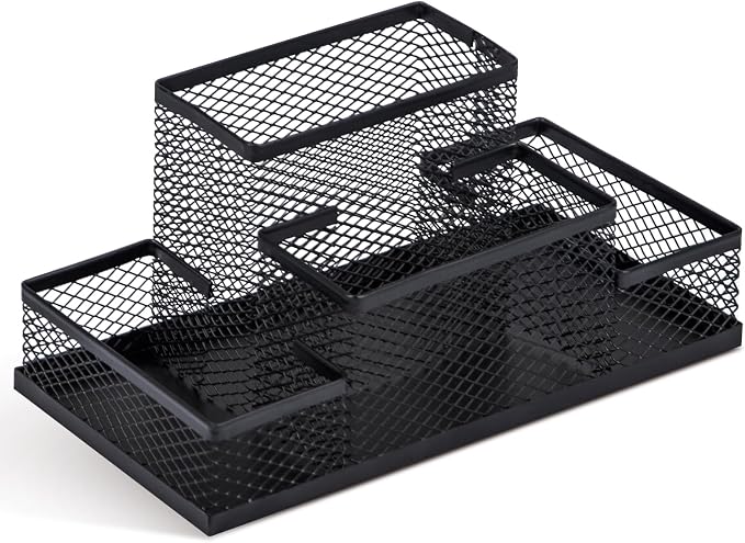 Pen Holder and Desk Organizer, Office Caddy Storage for School Home Office (Black, Medium)