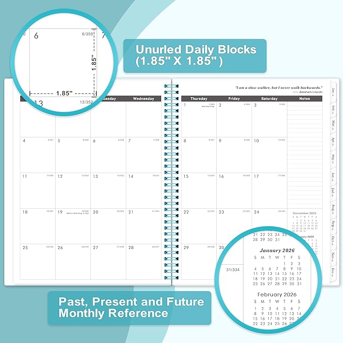 2026-2028 Monthly Planner - Monthly Calendar 2026-2028 with Two-Side Pocket, July 2026 - June 2027, 9" x 11", 2 Years Calendar Planner, Cardboard Cover