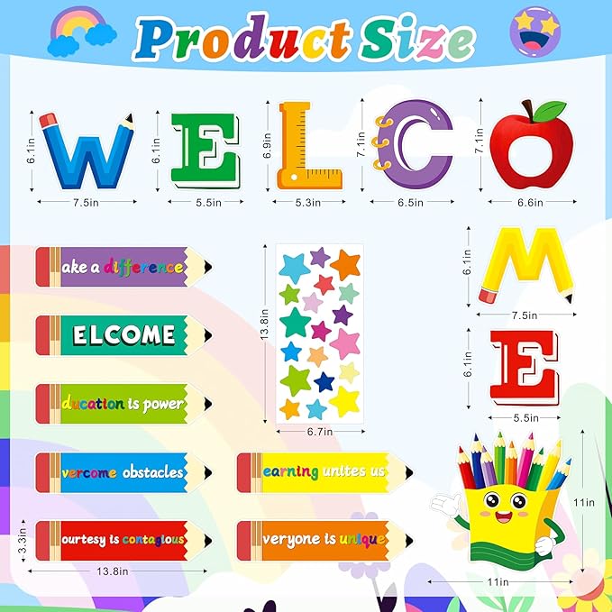 Yewfold Classroom Door Decor, Welcome Bulletin Board Decorations Set,Classroom Wall Decor for Elementary Middle School Teacher Supply (Welcome)