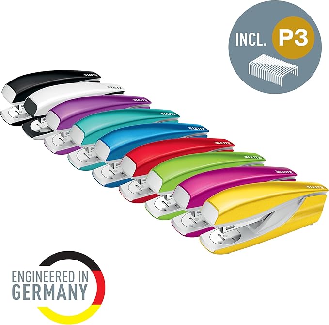 Leitz 55022054 Stapler, 30 Sheet Capacity, Ergonomic Metal Body, includes Staples, WOW Range, Green