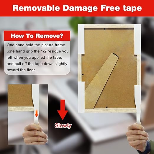3M Double Sided Tape Heavy Duty,0.39in X 9.85ft Removable Mounting Tape for Wall, White Sticky Foam Tape, Picture Hanging Strips & Poster Hanger, Waterproof Adhesive Strips for LED Light