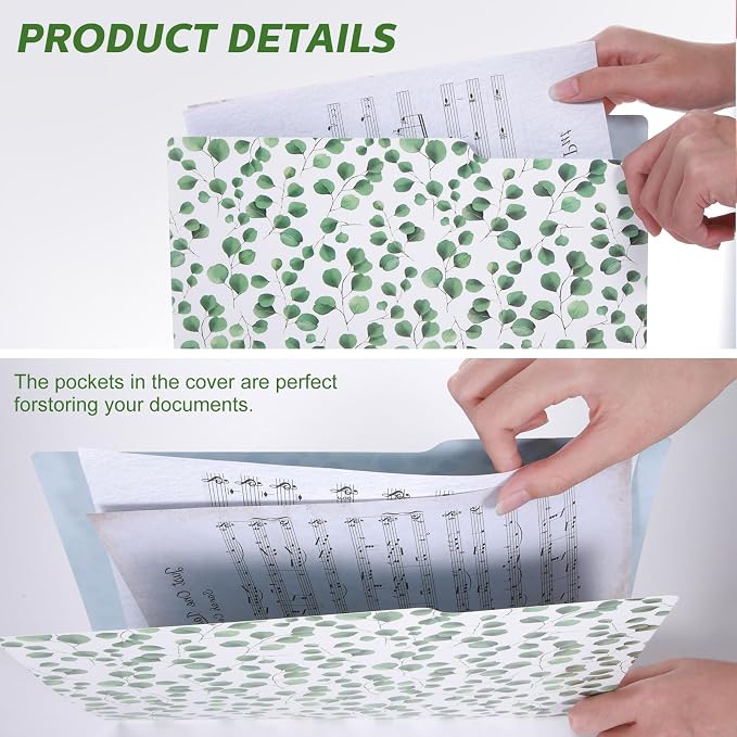 Estune 30 Pcs Decorative File Folders Letter Size Colored Manilla File Folders with 1/3-cut Tabs 11.69 x 9.25 Inches Graphic Laurel Leaf Office Supplies Organizers(Leaf)