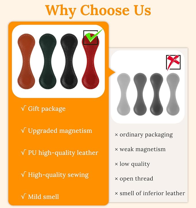 4 Pcs Magnetic Bookmarks for Men, Vintage Magnetic Book Marks for Reading, Double Sided Bookmark Clips, Stylish Leather Bookmarks for Women & Men, Gift for Book Lovers, Vintage Design