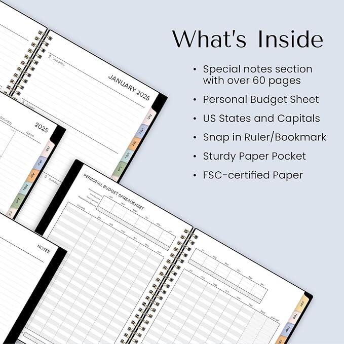 Blue Sky Planning Calendar Notes, Monroe Dark, Weekly/Monthly Layout, Safety Wirebound (Starlight- 2025, 5.875" x 8.625")