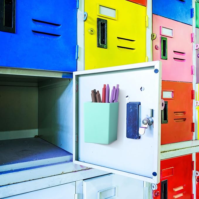 Affrolling 4 Pcs Classroom Magnetic Storage Boxes with Write Wipe Label Magnetic Storage Containers Plastics Pen Holder for Classroom Whiteboard Dry Erase Board Refrigerator Locker Organizer(Colorful)