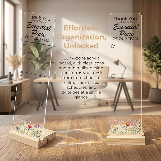 Sticky Note Holder Acrylic Monitor Memo Board Desk Organizers and Accessories Desk Decor Post It Note Holder with 200Pcs Sticky Notes Team Appreciation Thank You Office Desk Sign