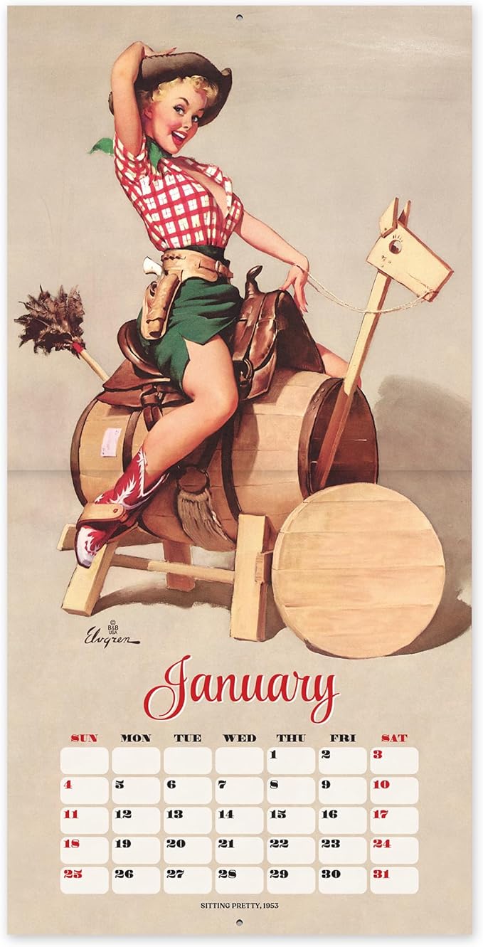 Orange Circle Studio Wall Calendar 2025-26, Pin-Up Girls, Large Monthly Planner, Hanging Organizer, Cute, Aesthetic Calendar Book for Home, Work or School Planning, Wall Calendars, 12” x 12”
