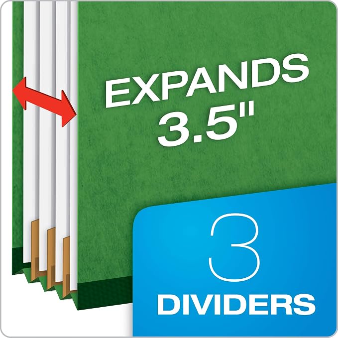 Pendaflex Classification Folders, Standard, 3 Dividers, Embedded Fasteners, 2/5 Cut Tab, Dark Green, Letter, 10/BX (24097) (Pack of 5)