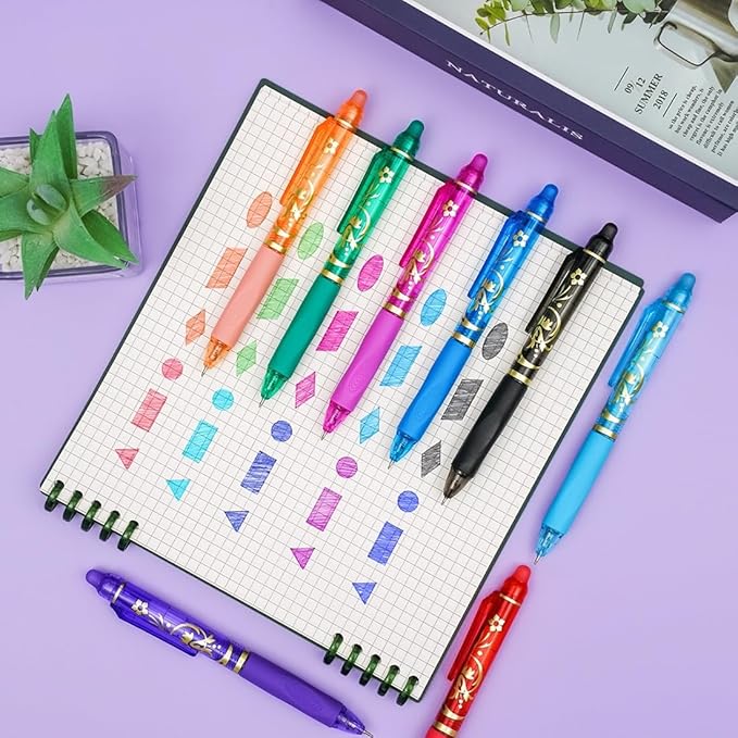 10Pcs Colored Erasable Gel Pens, Click Fine Point 0.5 mm, Quick-Drying, Retractable Comfort Grip Writing Pens for School, Office, Exams