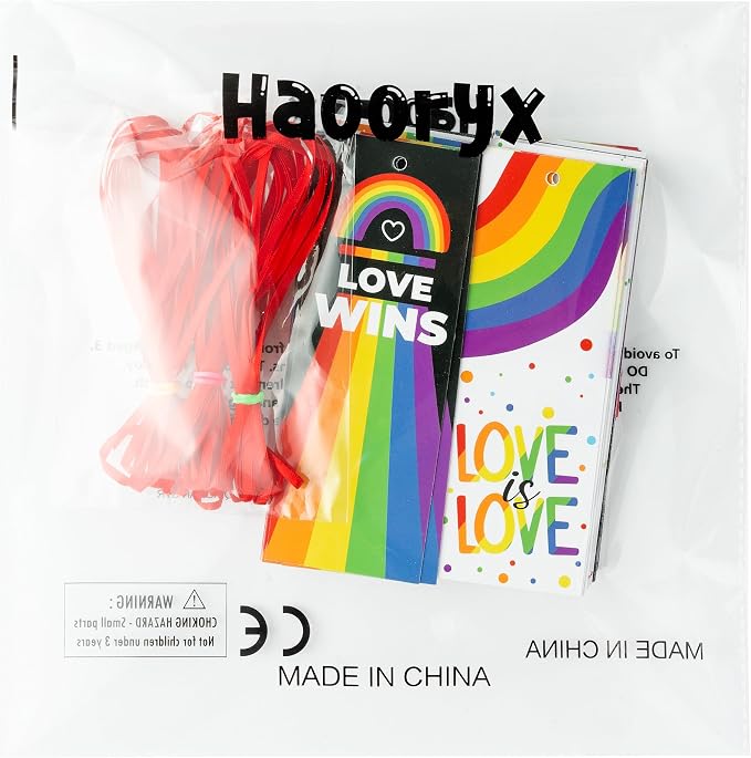 Haooryx Pride Day Rainbow Bookmark - 123Pcs LGBTQ Pride Theme Bookmarks Love Equality Love is Love Rainbow Flag Heart Bookmarks for Pride Day Gay Party Favors Supplies Decor Awareness Seminar Supplies