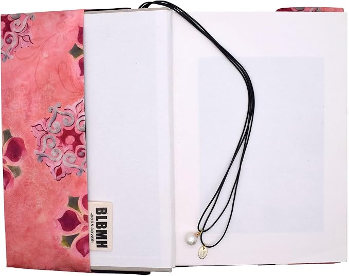 BLBMH 5.5x8.5 Fabric Bible Cover Non-Stretch | Built-in Bookmark | Handmade Washable Book Sleeve for Paperback Journal Privacy Reading Gift for Women - XC Pink