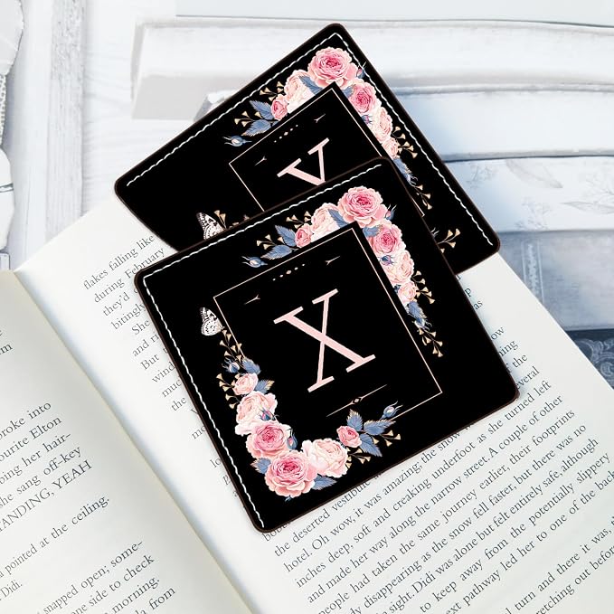 2 Pack A-Z Leather Book Corner Bookmark, Durable Handmade Reading Accessories - Gifts for Readers, Women, Men, Teachers, Students X