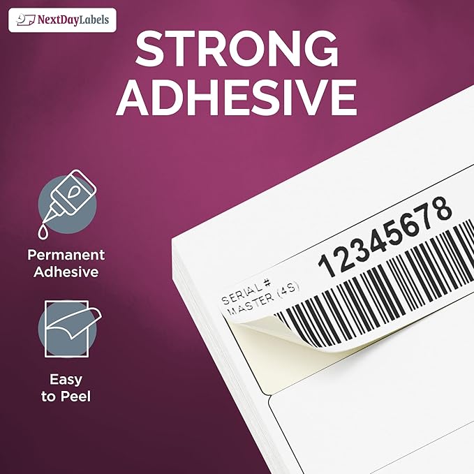 NextDayLabels 4x1.33 Inch Rectangle Stickers White Blank Labels for Laser Inkjet Printer - 14 Per Sheet Self-Adhesive Address Mailing Barcode Made in USA - 14,000 Labels