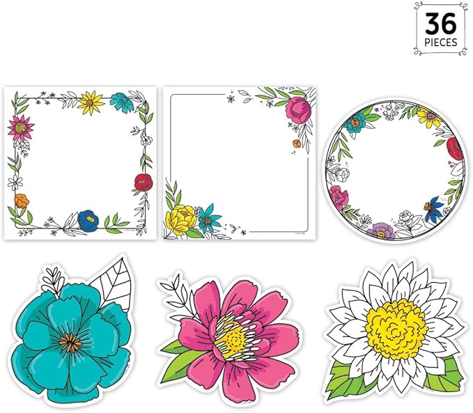 CTP Doodly Blooms 6" Cut-Outs Learning Décor Accents for Spring & Floral Classroom Theme (Creative Teaching Press 10680)