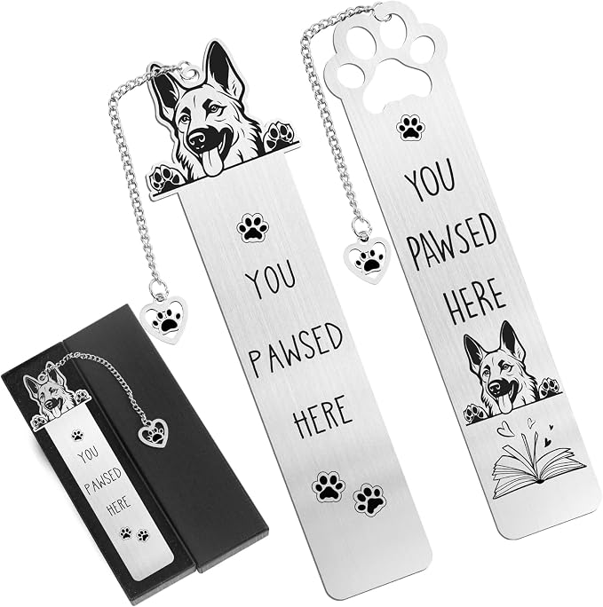 German Shepherd Dog Bookmark Gifts - Shejdgart 2PCS Funny Bookmark for German Shepherd Lovers Cute Dog Mom Book Mark Birthday Gifts for Puppy Lovers Pet Owners Bookworm Women Friends Coworker Men