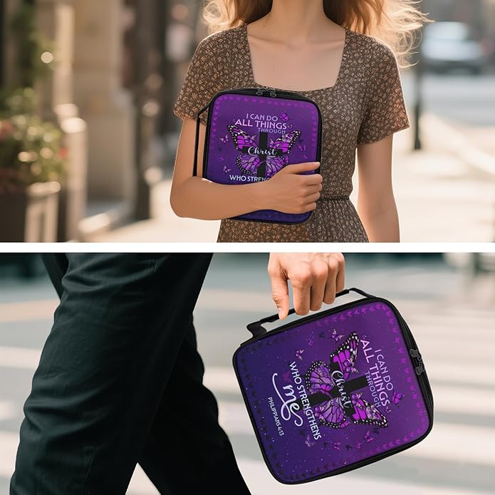 Bible Cover for Women, Bible Holder, Bible Cover With Handles, Bible Carrying Case, Bible Bags With Zipper and Pockets