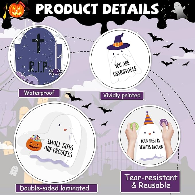 Halloween Ghost Bulletin Board Set Boo-Lieve in Yourself Affirmation Station Bulletin Board Classroom Decorations Cute Ghost Pumpkin Paper Cutouts for Halloween Party School Classroom Home Wall Decor