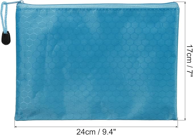 PATIKIL Waterproof Zipper File Bags, 10 Pack A5 Size Document Pocket Storage Organizer Pouch for Travel Office Supply, Sky Blue