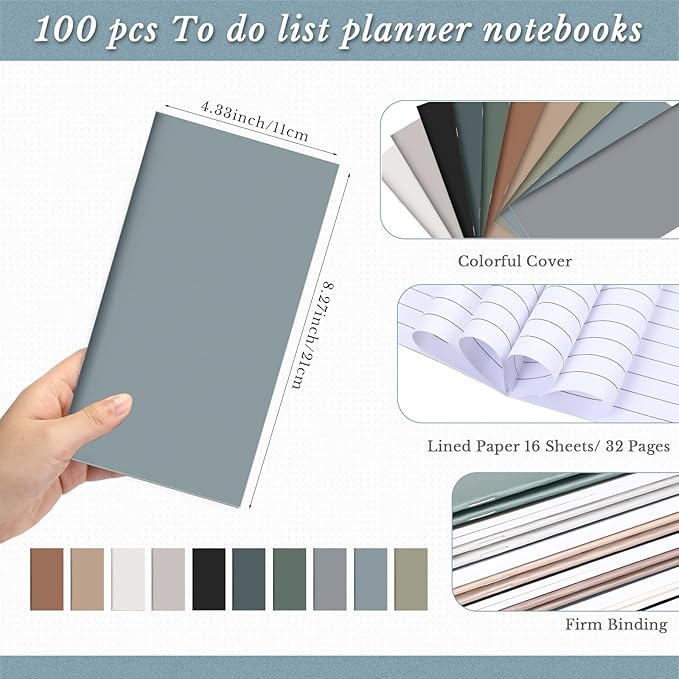 Qilery 100 Pcs 2026-2027 Daily Weekly Planner Bulk Employee Appreciation Gifts Small Pocket Journal to Do List Goals Notepad for Patient Access Week Nurse Team Coworkers Teacher (Neutral Color)