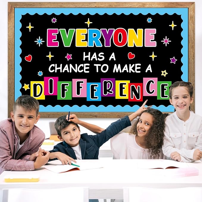 Justforjoyful Motivational Bulletin Board Decoration Set Classroom Inspirational Quotes Everyone Has a Chance to Make a Difference Classroom Cutouts for Elementary School Bulletin Board Wall Supplies
