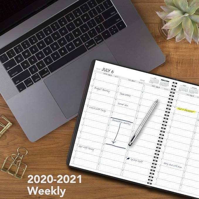 Academic Planner 2020-2021, AT-A-GLANCE Weekly Appointment Book, 8-1/4" x 11", Large, Black (7095705)