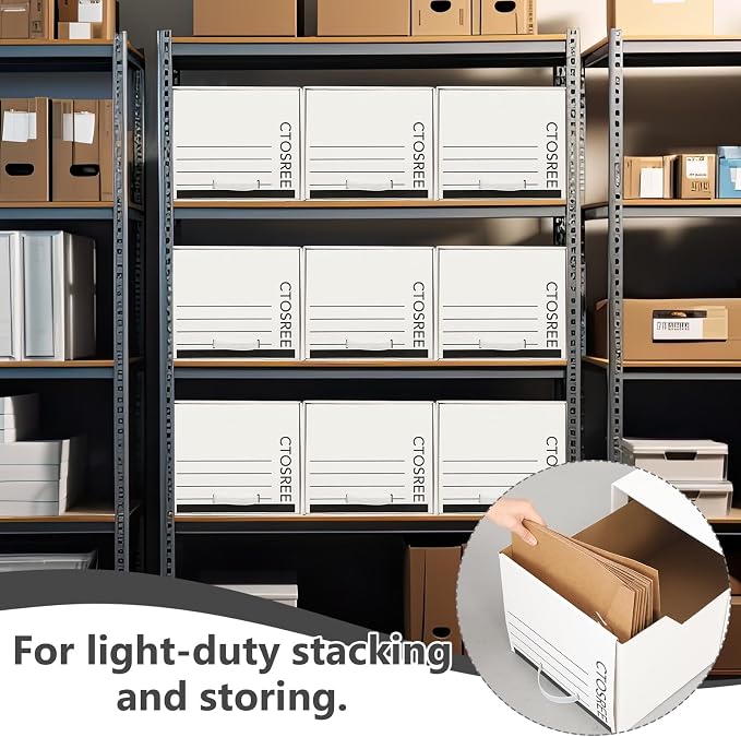 Ctosree 6pcs Economy Storage Drawer Files White Stackable Storage Drawers with Plastic Handles for Files, Letter Durable Space Saving Organizers for Office, Home
