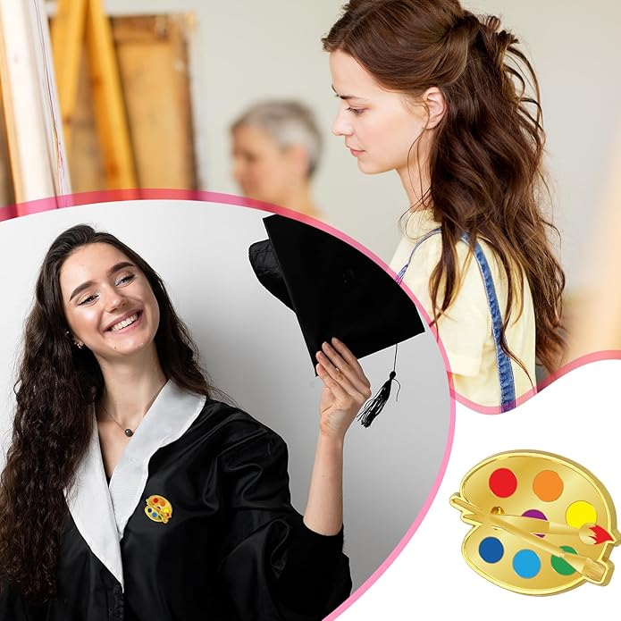 Liliaafar Paint Palette and Brush Artist Enamel Lapel Pin Hat Tie Pins Set Art Themed Brooches for Graduation Classmates Friends Art Lover Student Teacher Appreciation Gift Supplies