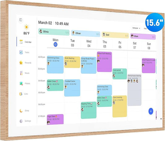 Digital Calendar, 15.6 Inch Wall Planner Electronic Calendar & Chore Chart, Smart Touchscreen Interactive Display for Family Schedules, Great for Organizing Your Routines, Wall & Desk Mountable