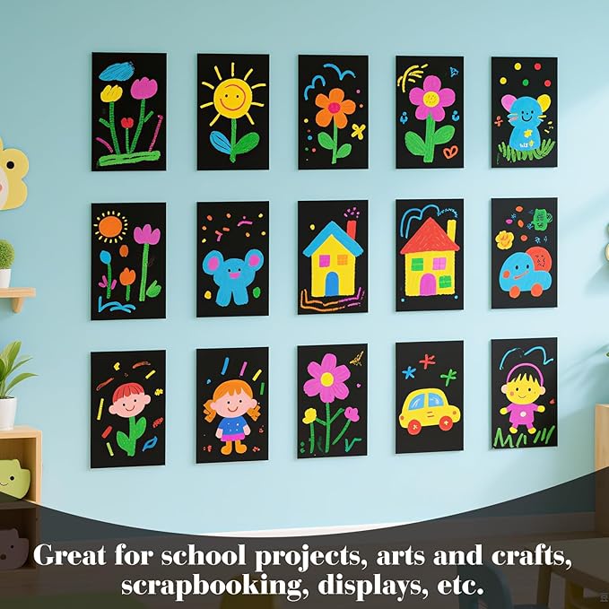 10 Pcs Black Poster Board Paper 12x18, ROOKEA Vision Boards Posterboard Bulk for School Projects Classroom Arts Craft Presentations Drawing Scrapbooking Blank Graphic Display