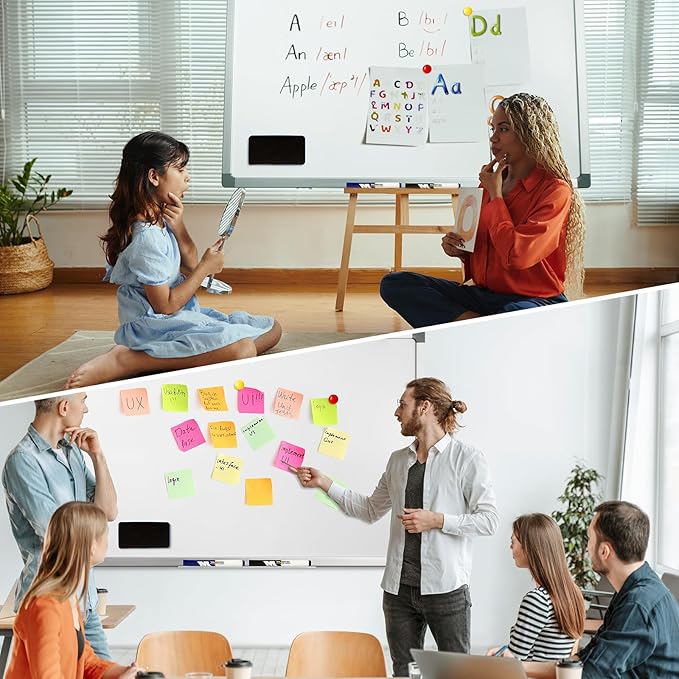 M&G Dry Erase Board Magnetic White Board for Wall, 36” x 24” Whiteboard with 2 Markers & 2 Magnets & 1 Eraser, Hanging Whiteboard with Silver Frame for Planning, Drawing, to Do List, Office Use
