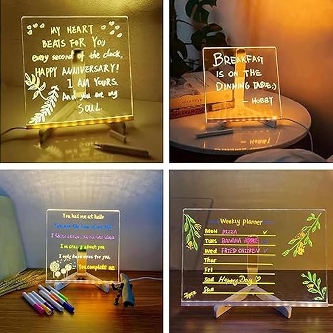 Lumiboard LED Drawing Board 11.9" x 7.9", Acrylic Dry Erase Light Board with 4 Lighting Modes & 7 Colors, Includes Adapter, Invisible Stand, Hanging Chain, 7 Markers & Spray Bottle