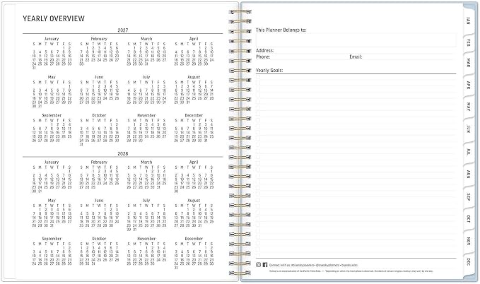 Blue Sky 24-Month 2027 Monthly Large Print Planner Calendar, January 2027 - December 2028, 8" x 10", Flexible Cover, Laminated Tabs, Durable Twin Wire Binding, Moyer