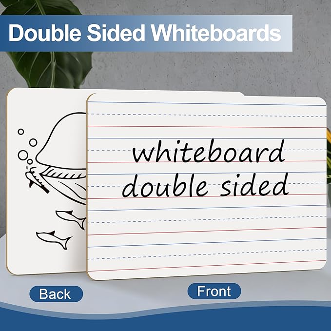 Dry Erase Boards, 32 Pack 9 x 12 Inch Mini Portable Practice White Boards, Double Sided Personal Small Whiteboards with Lines for Kids, Students, Teachers Classroom School Supplies
